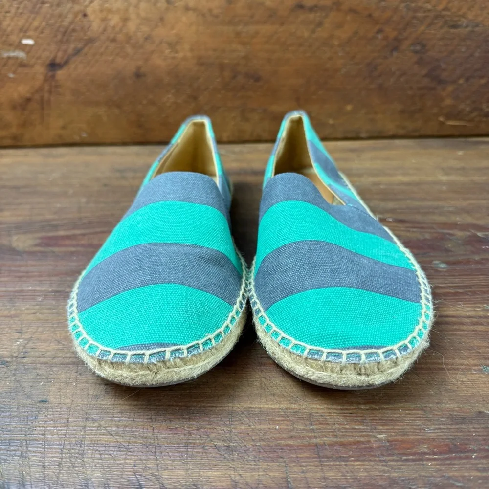 J. Crew Espadrilles Blue Teal Rugby Style Stripe 8